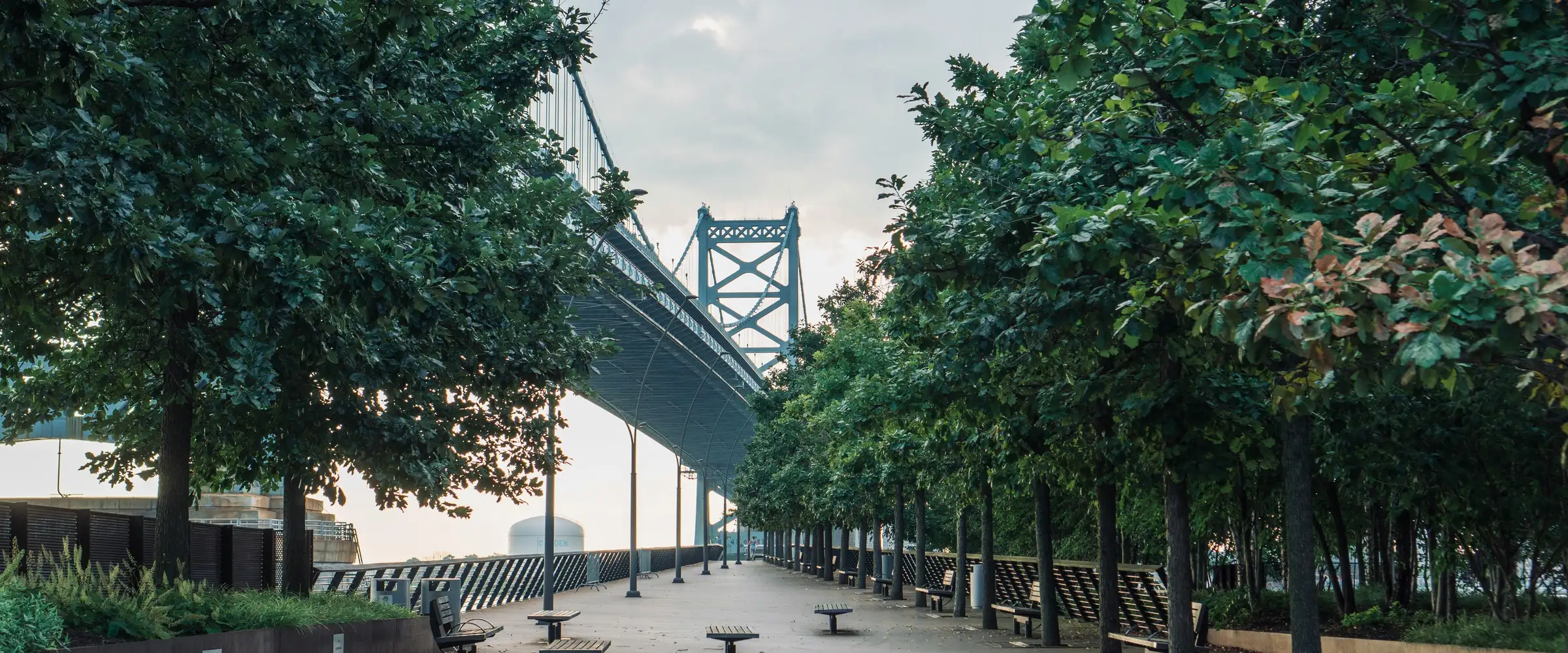 The Benjamin Franklin Bridge over the Delaware River in Philadelphia