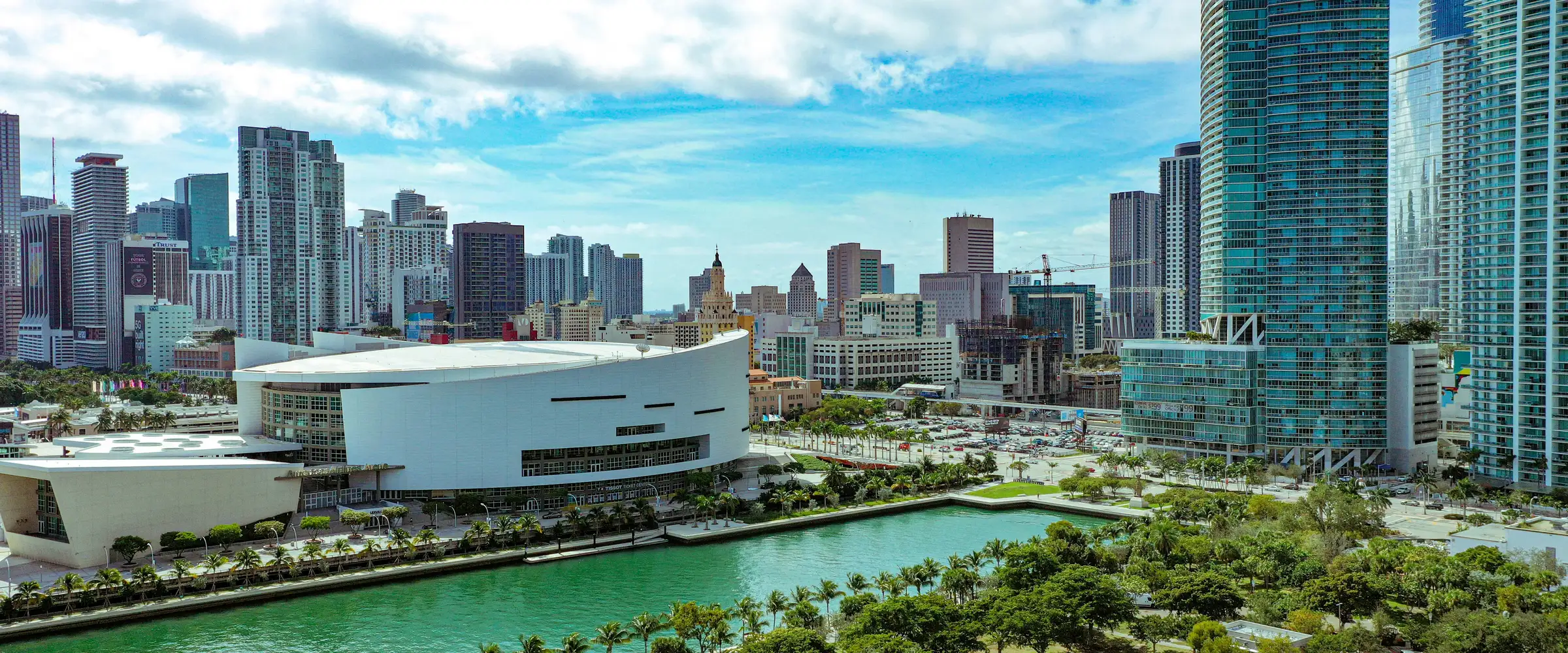 Bicentennial Park along the water in Miami, Florida
