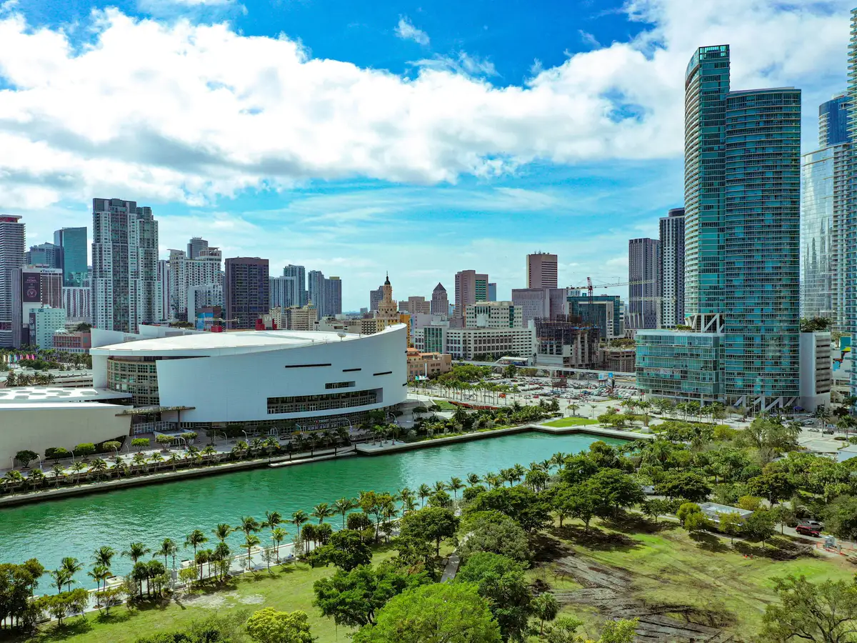 Bicentennial Park along the water in Miami, Florida